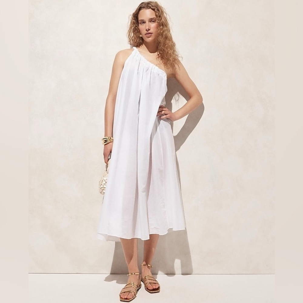 J. Crew One Shoulder Beach Dress in Cotton Voile